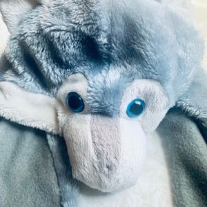 Fleece Wolf head scarf with attached “claw” mittens